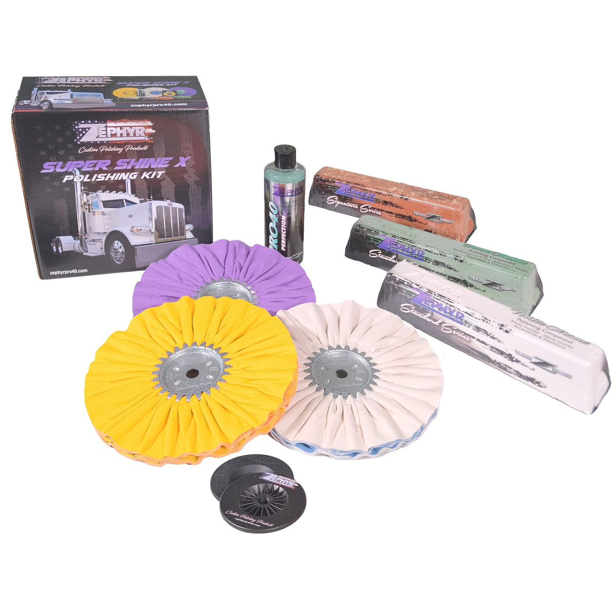 Zephyr Super Shine X wheels show-quality polish for aluminum rims
