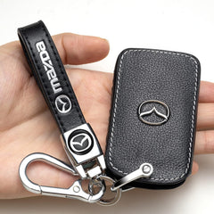 Close-up view of premium leather and metal hardware on ZERAL key case