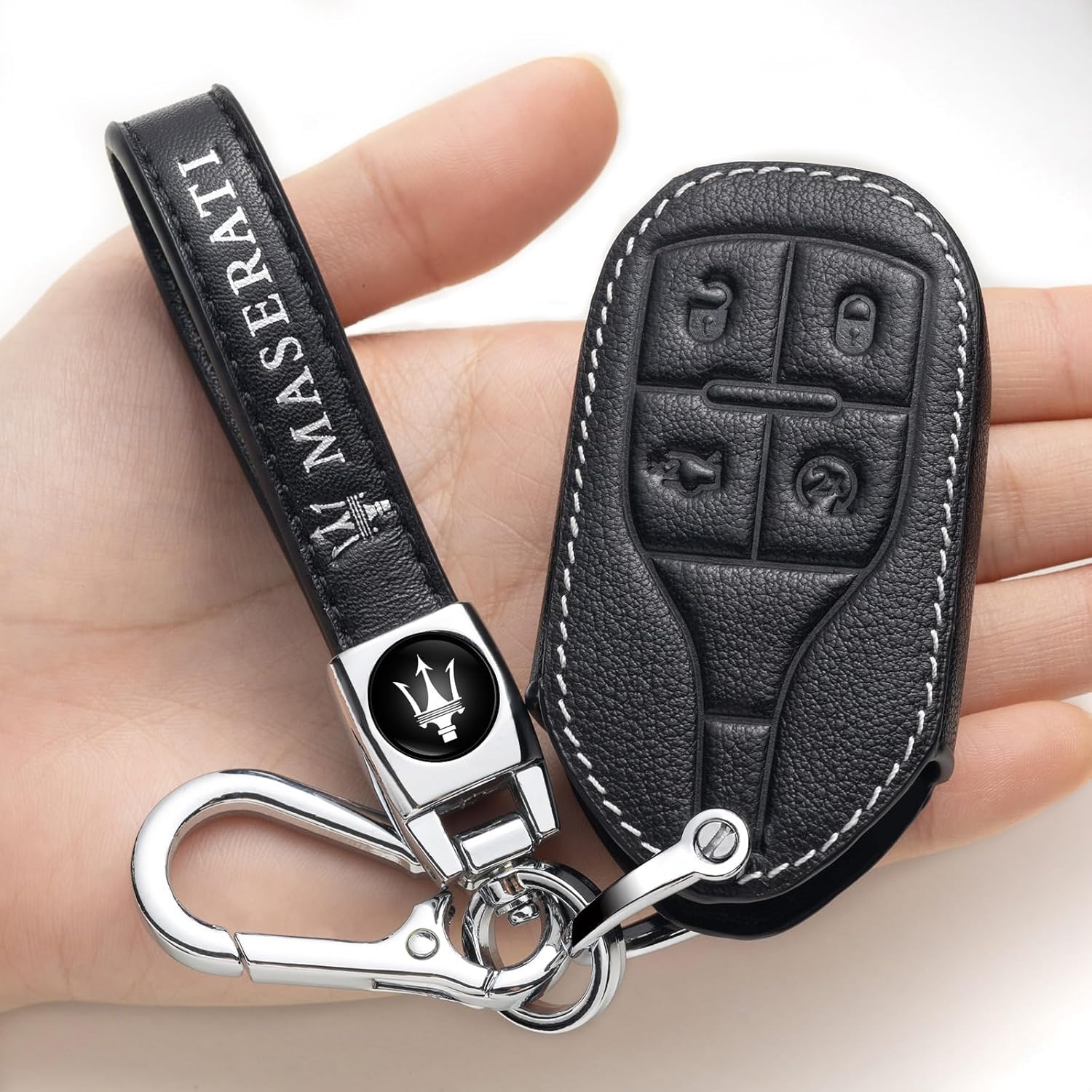 ZERAL leather key fob cover close-up showing protective shell and texture
