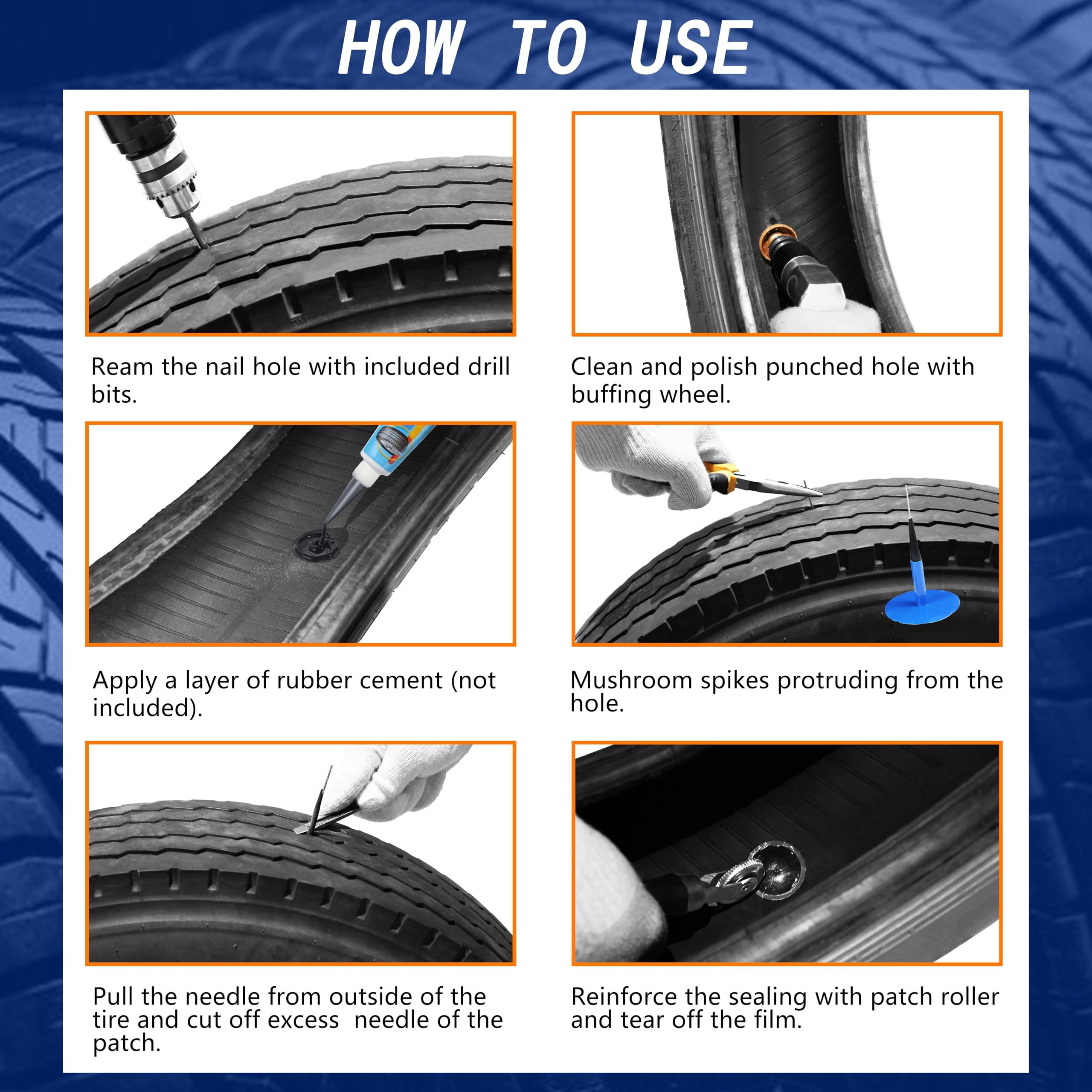 ZERINT TP-M13W wrapped-stem 3/8 inch patch kit for larger punctures.