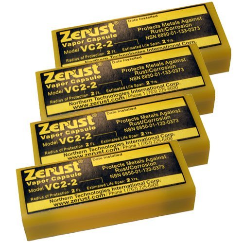 Zerust VC2-2 NoRust vapor capsule in a toolbox protects metal tools from rust
