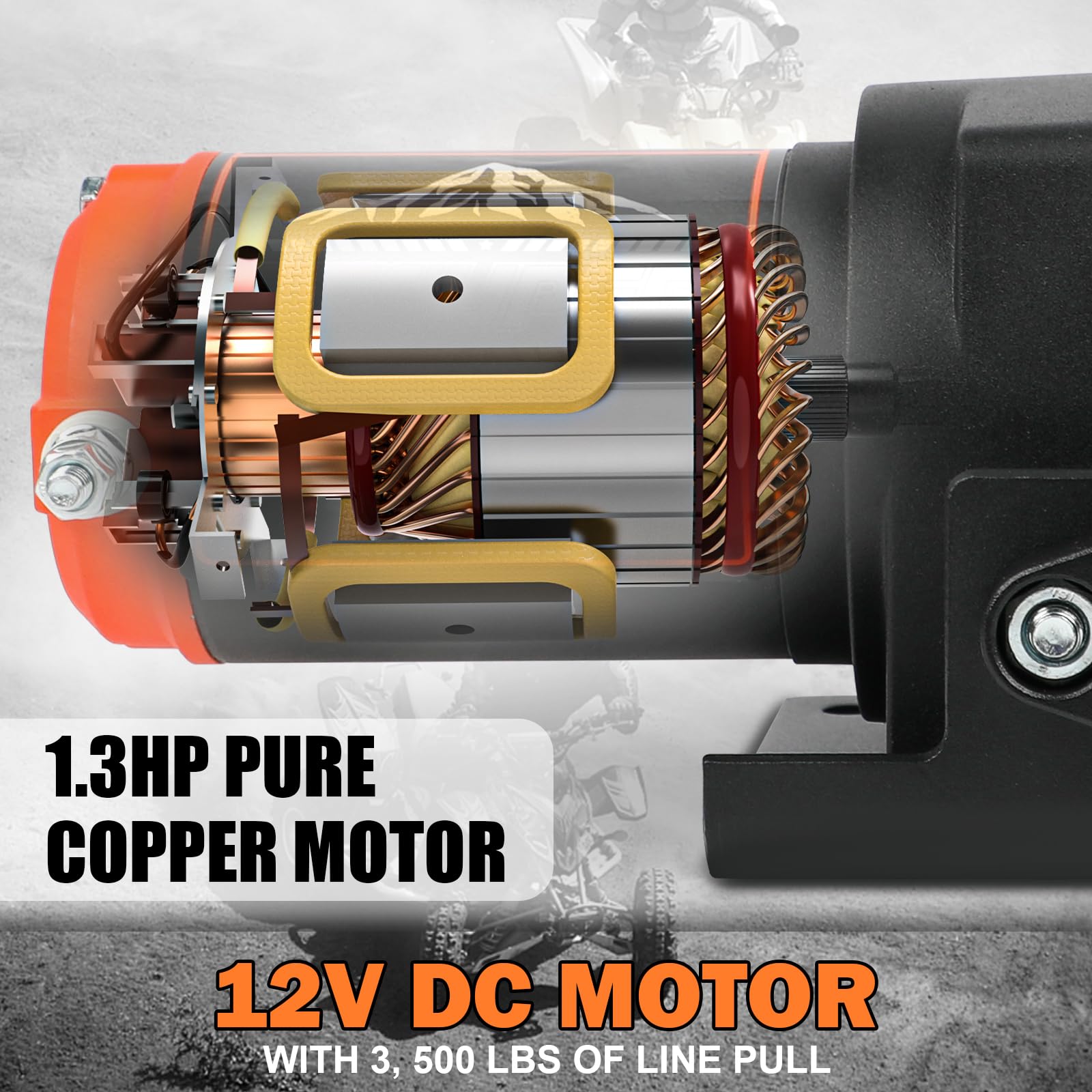 ZESUPER winch in trail recovery action on rugged terrain.