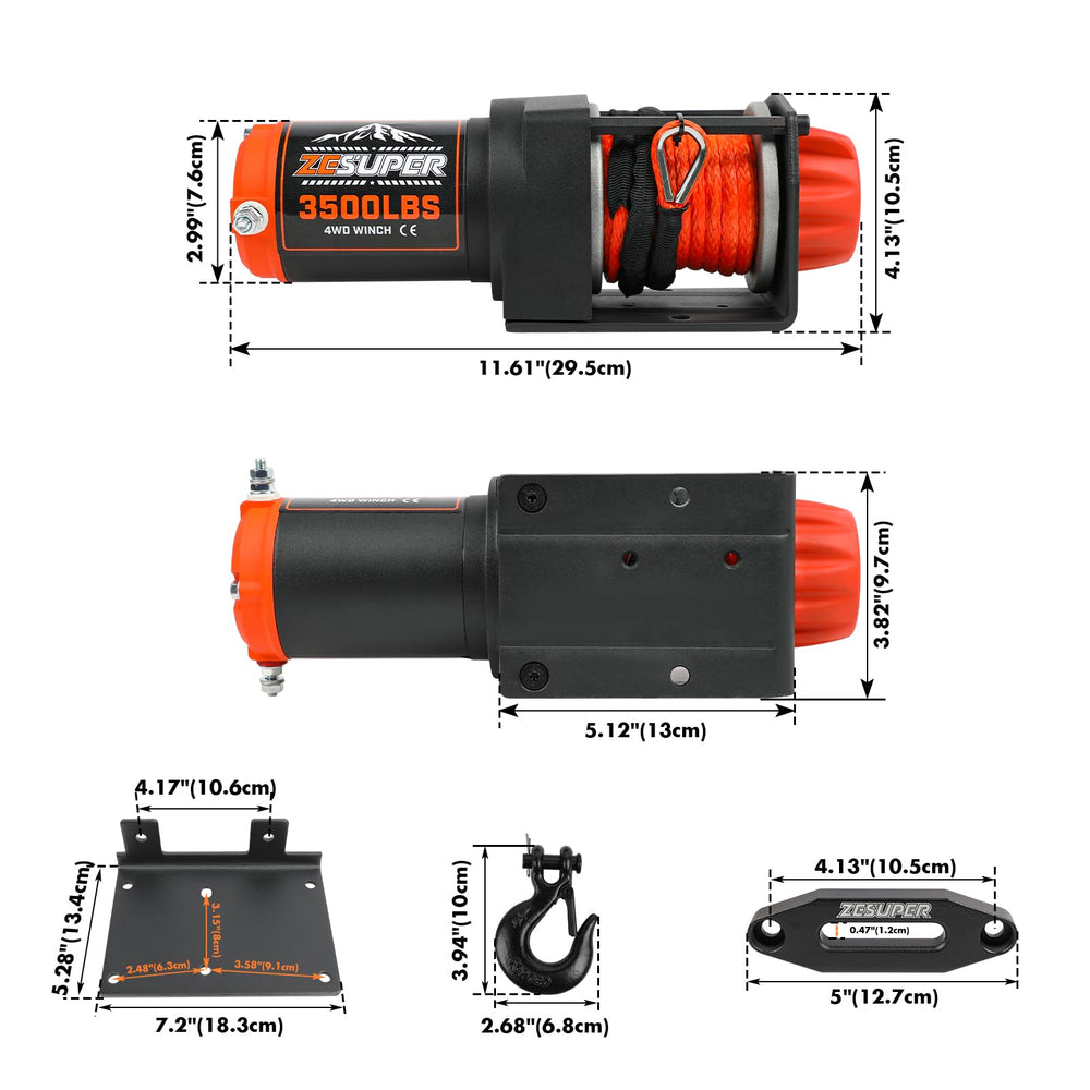 ZESUPER wireless remote control shown for versatile winch operation.