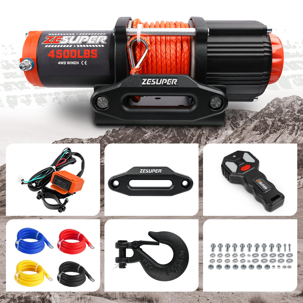 ZESUPER 4500lb winch IP67 rating for dust and water resistance.