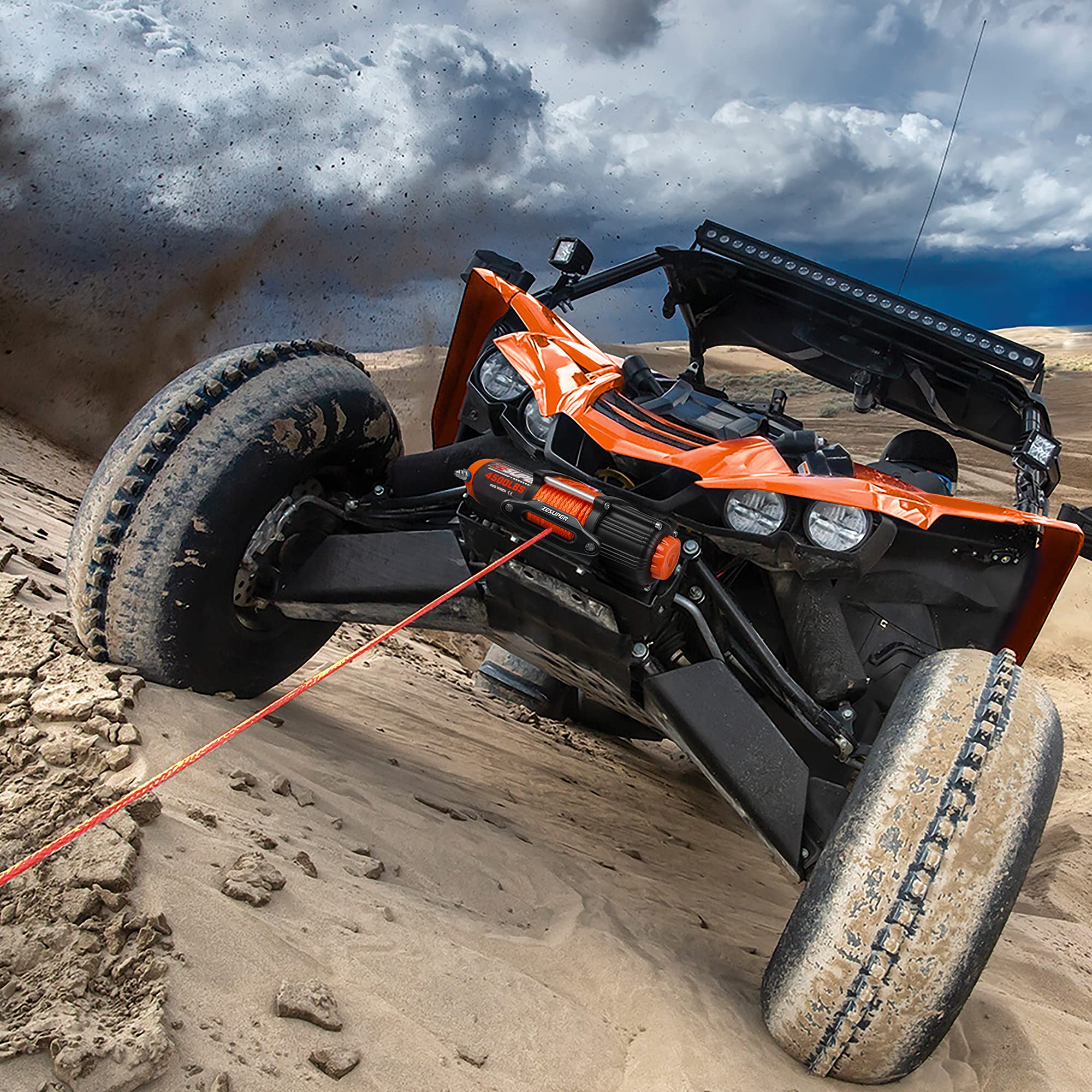 ZESUPER 4500lb winch remote-control pair enables versatile operation.