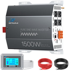ZETAWALE 1500W pure sine wave inverter front view with four outlets for RV power.