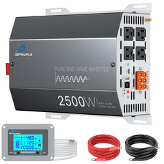 ZETAWALE 2500W inverter front view demonstrating compact design for off-grid setups.