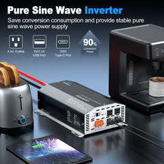 ZETAWALE 3000W inverter with multiple AC outlets for high-demand loads