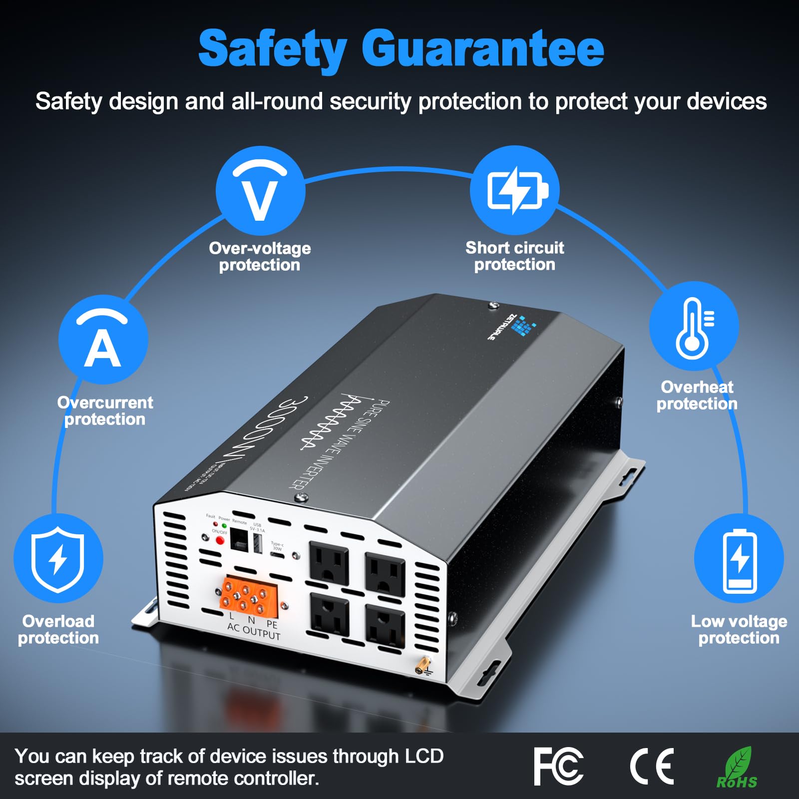 ZETAWALE 3000W inverter advanced protection for safe operation