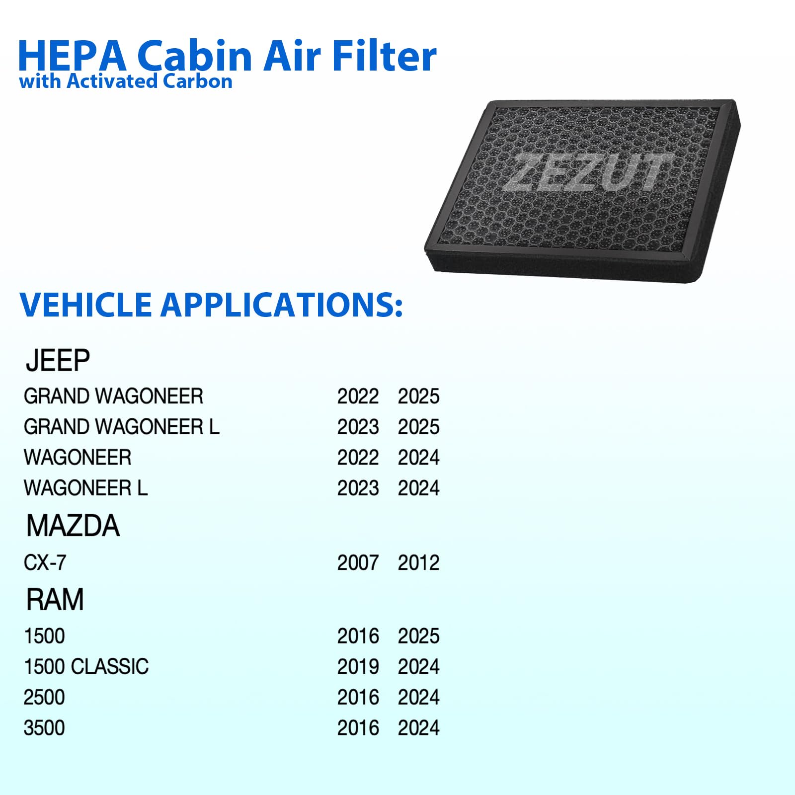 ZEZUT CF11671 RAM 1500 filter with durable frame for long-lasting use.