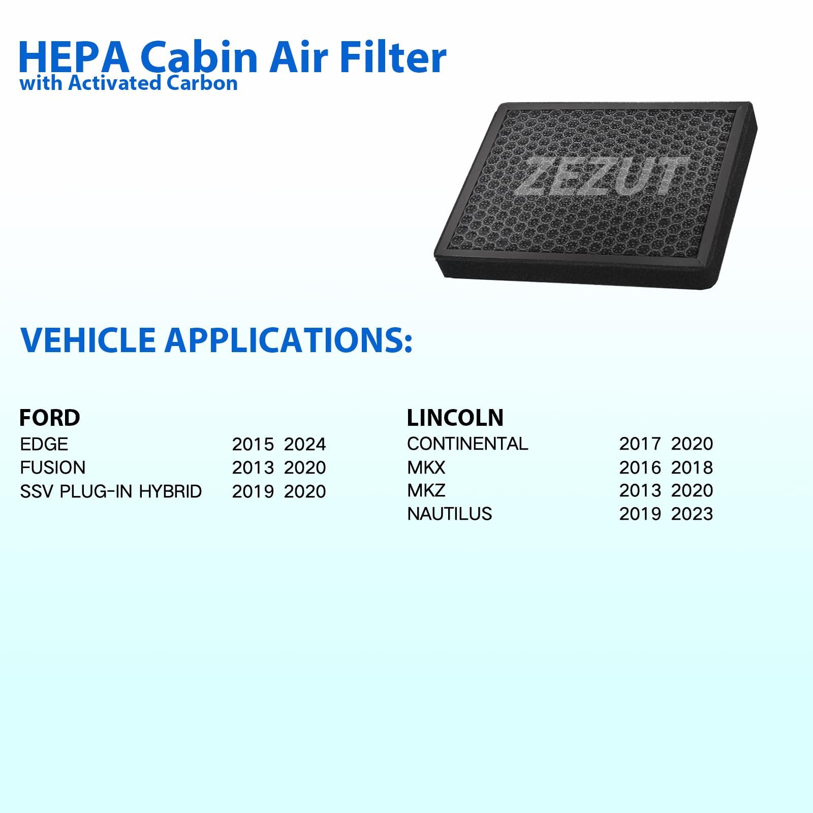 ZEZUT Fusion cabin air filter 2013-2020 promotes cleaner interior air