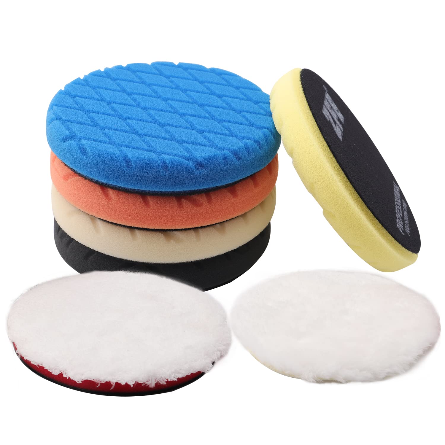 ZFE 6inch waffle foam buffing pads kit for smooth car polishing.