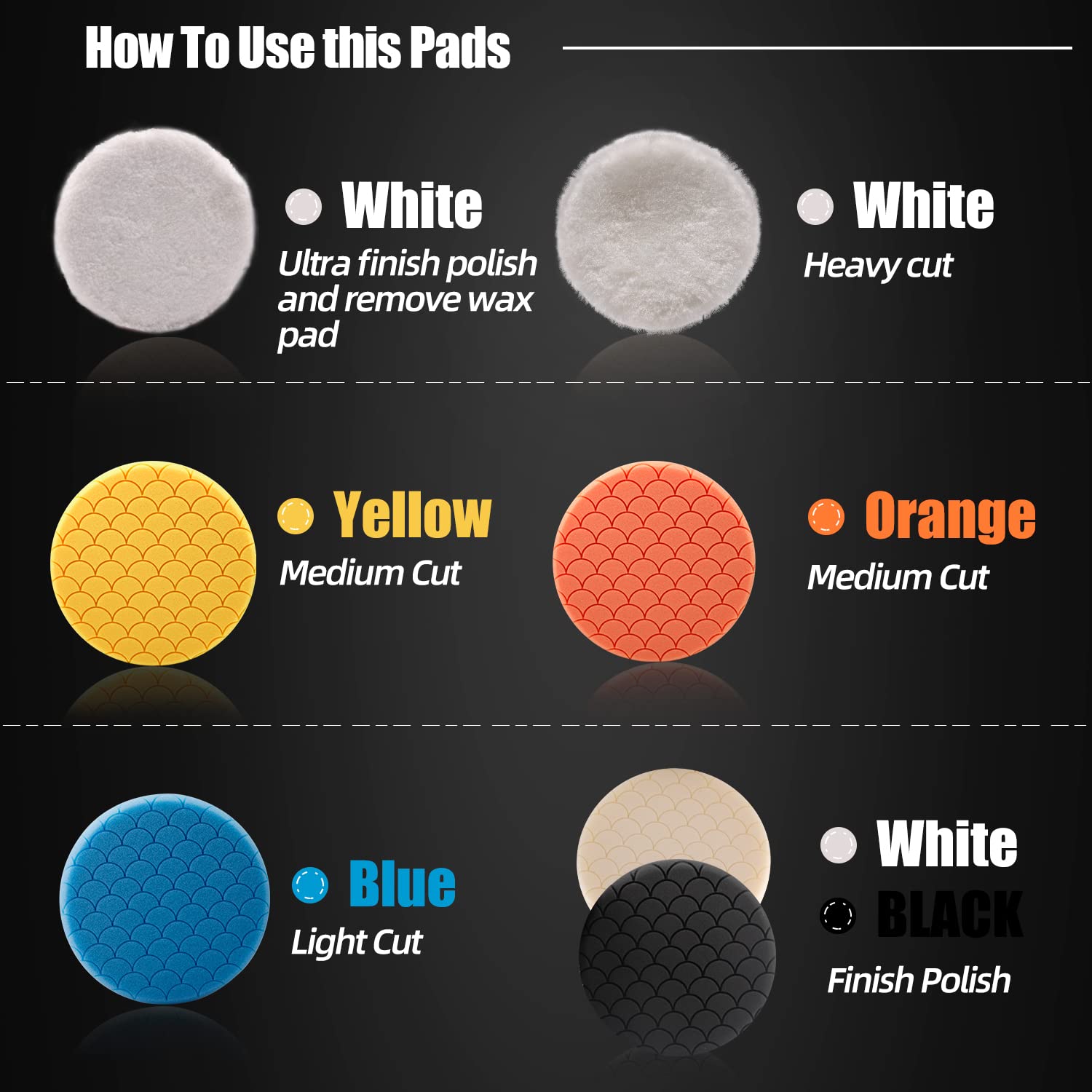 ZFE 6in wool buffing pad for swift compound removal and high-gloss finishing.