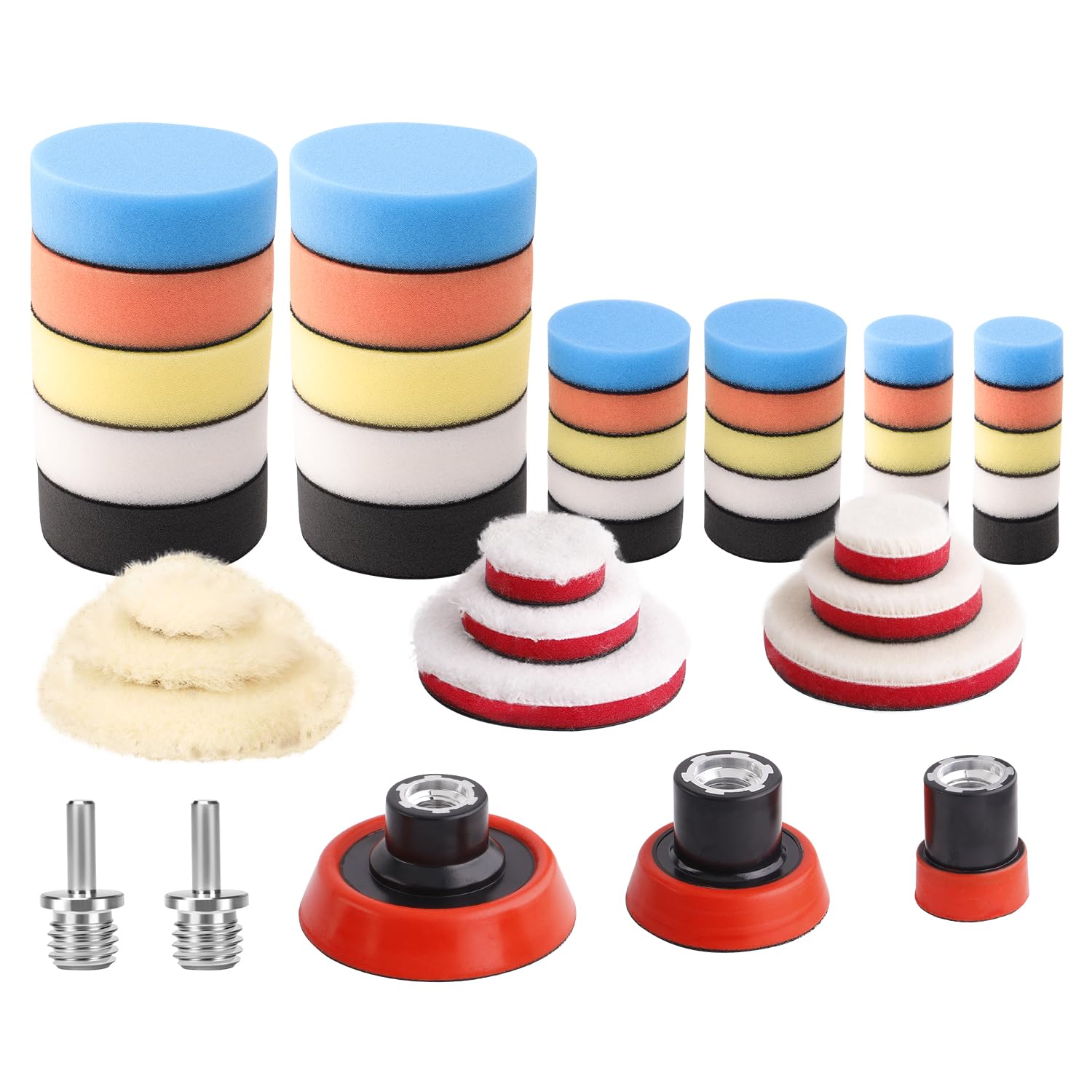 ZFE car foam pad kit with 1-inch pads for detailed polishing.