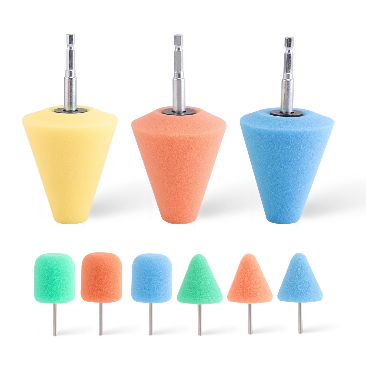 ZFE polishing cone nine-piece set for versatile automotive polishing.