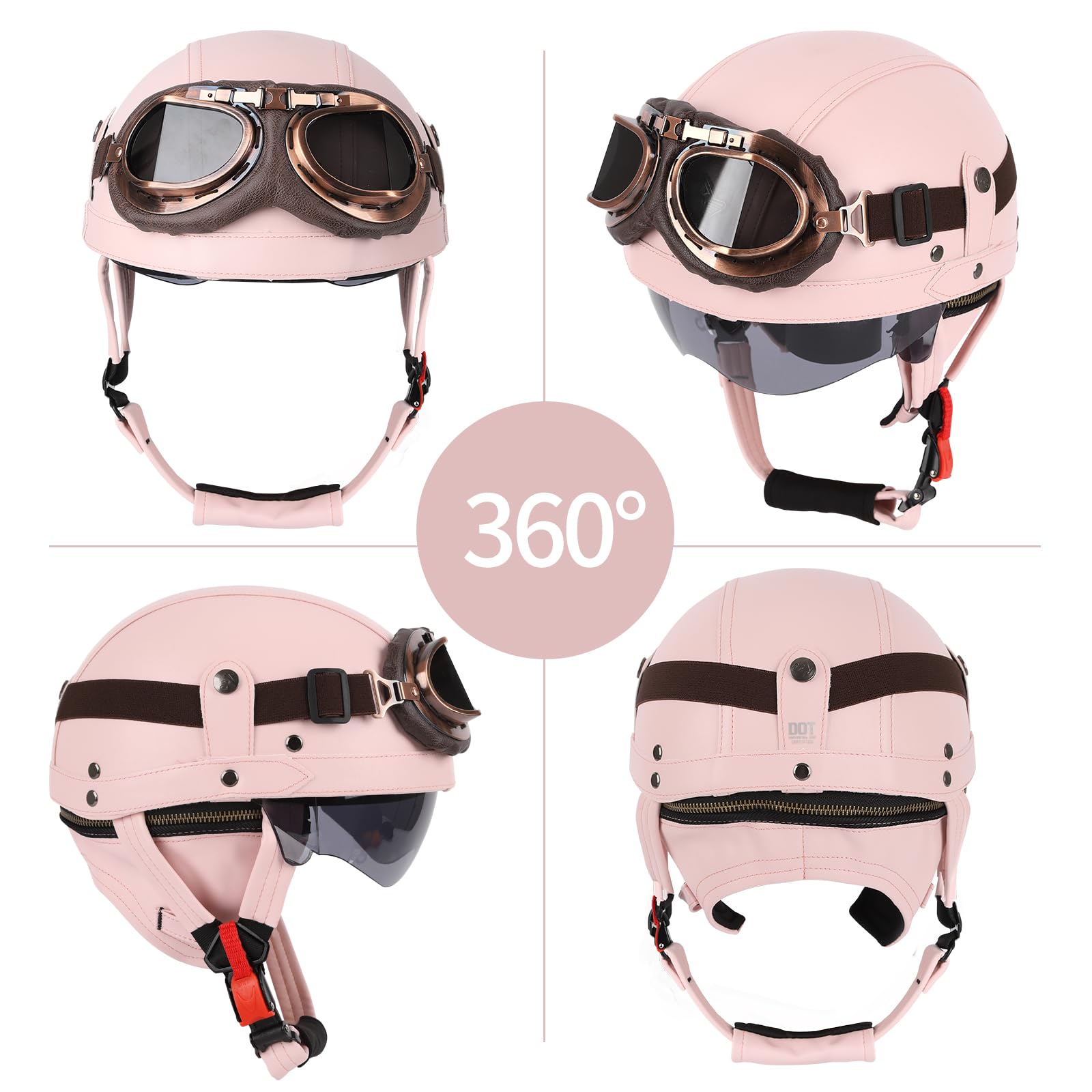 ZGMZLBBD pink DOT-approved helmet for road-legal safety.
