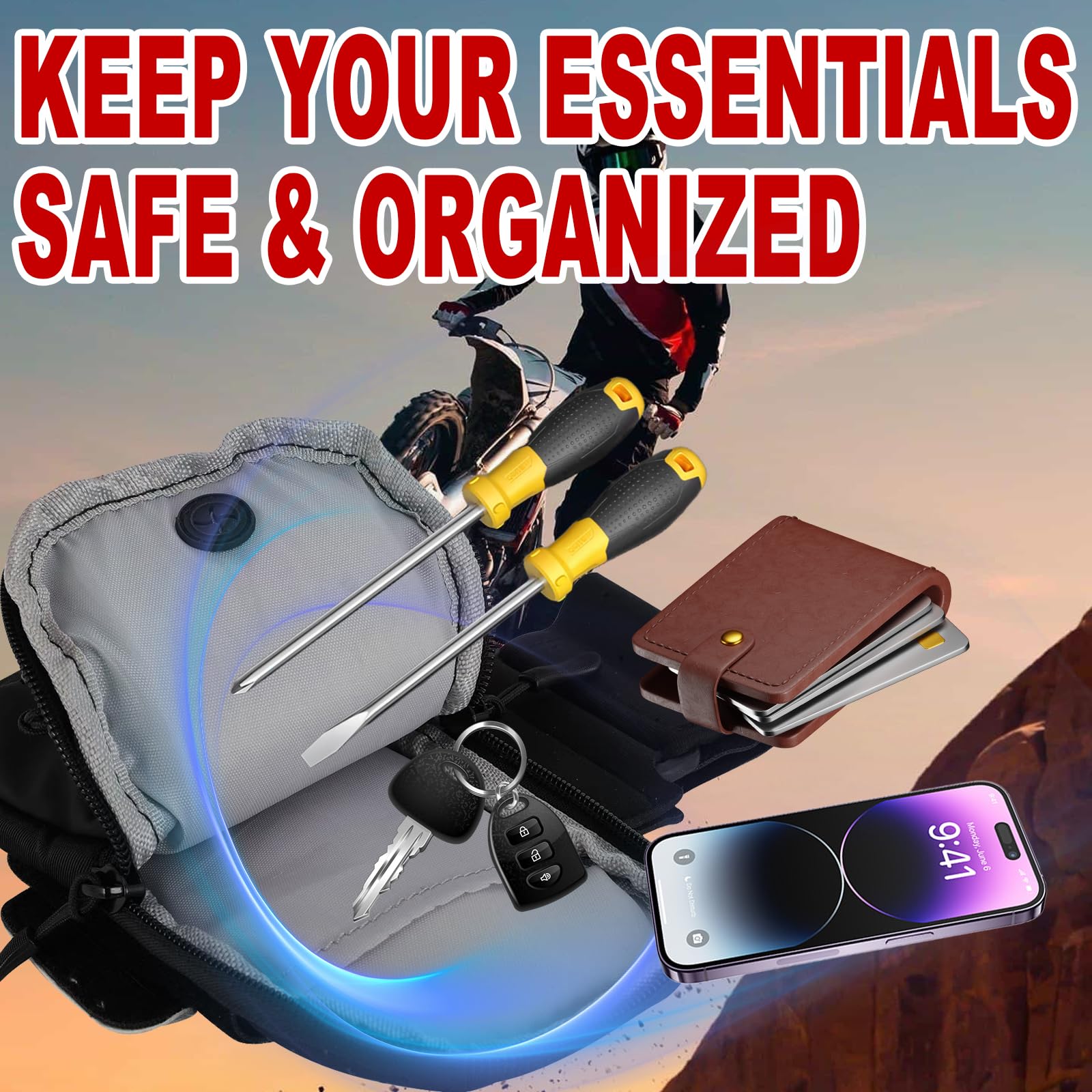 ZGTMZX ebike bag mounted during a ride with secure, accessible pocketing.