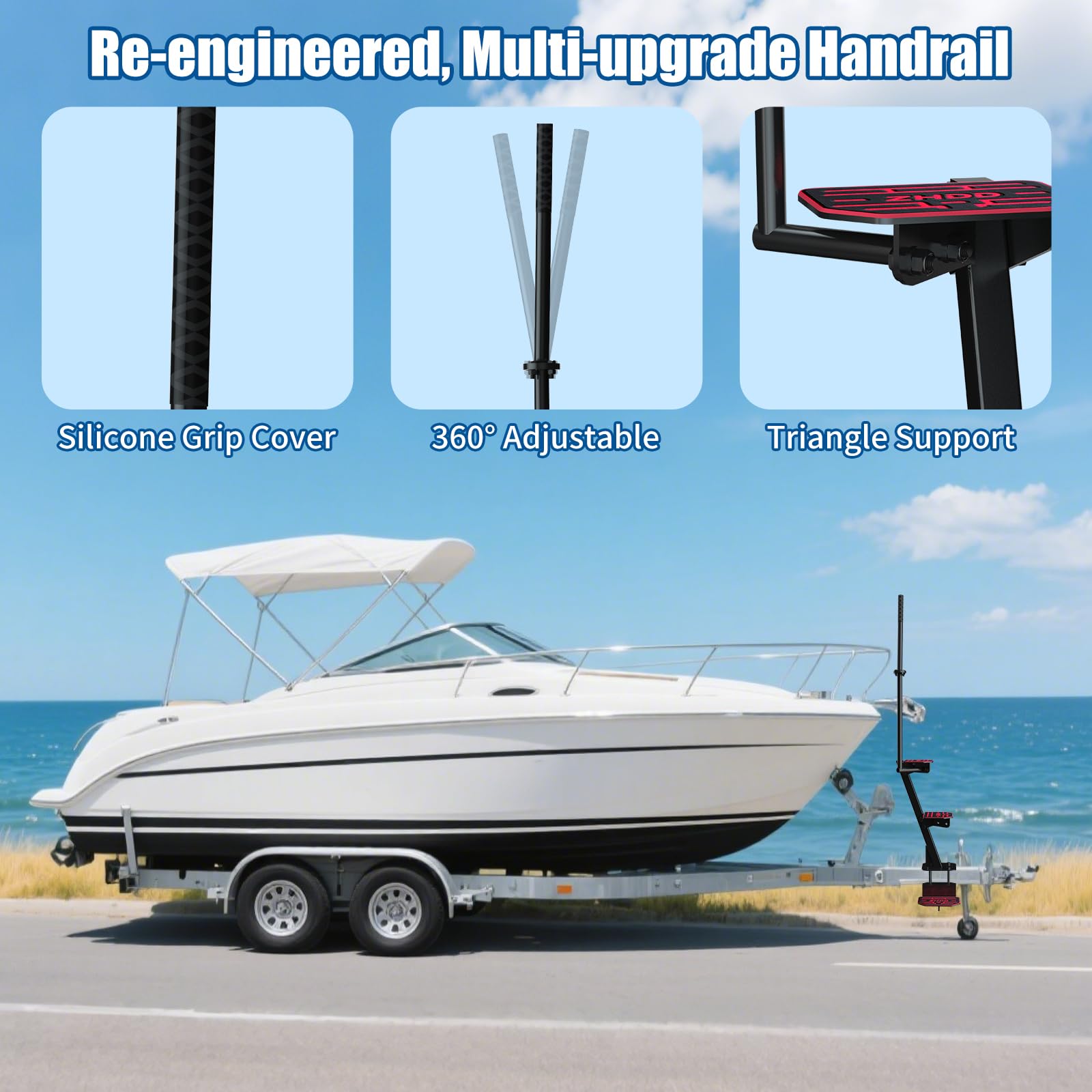 ZHDD Boat Trailer Steps triangular frame offering stable support