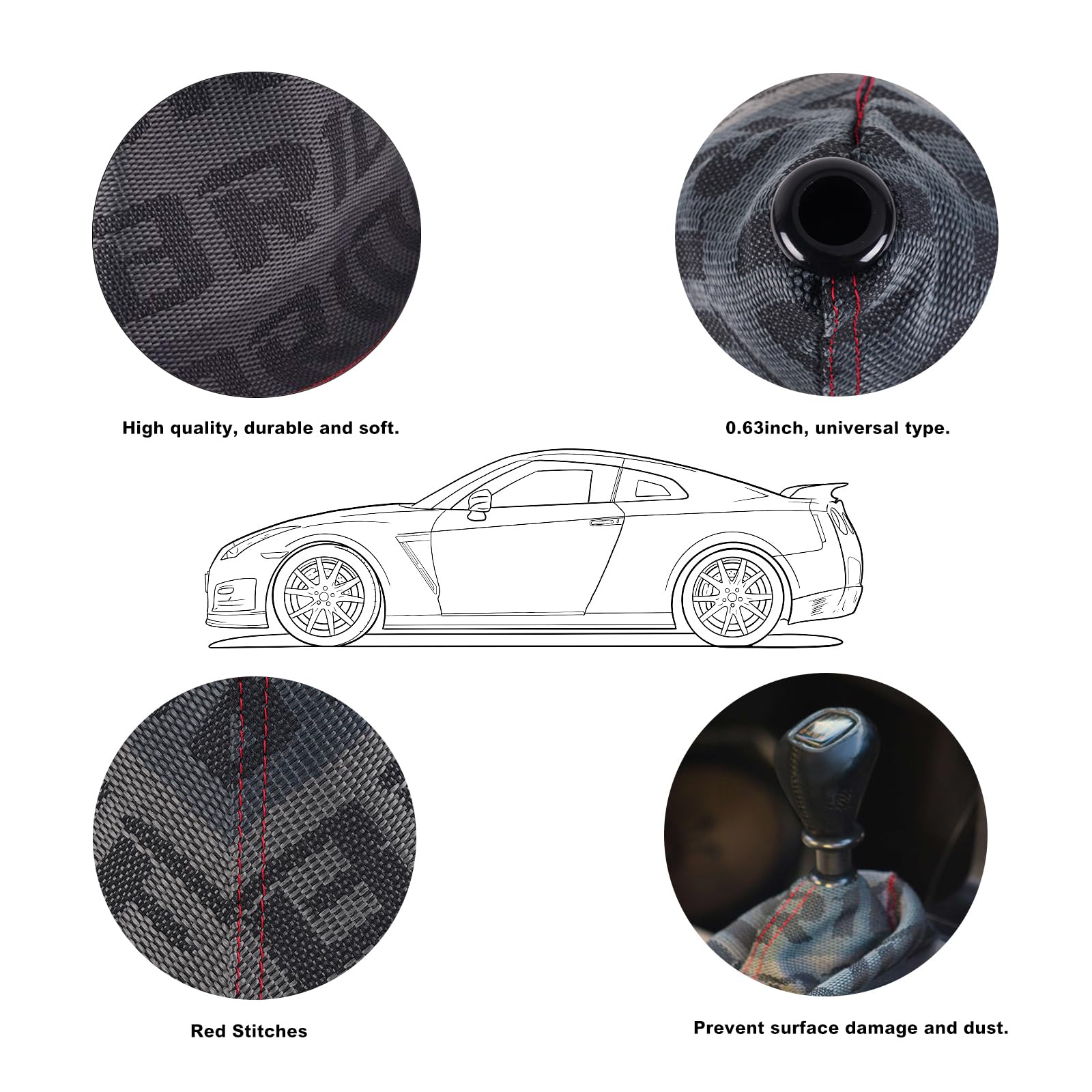 ZhengSheng universal shift boot cover gray interior shot in car cabin