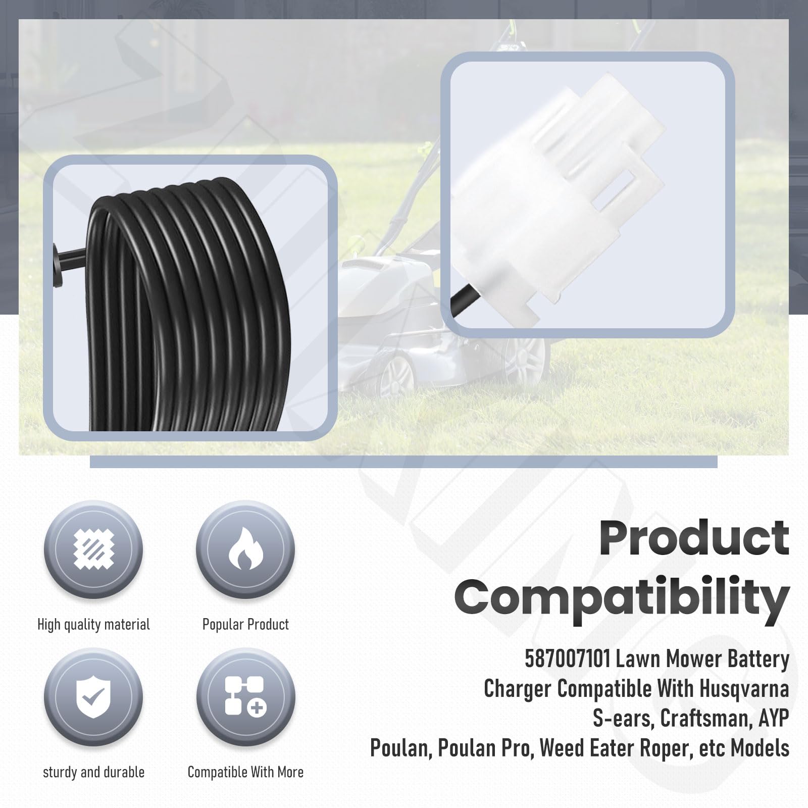 ZHIXING 587007101 easy-use plug-and-go charger ideal for DIY lawn maintenance.