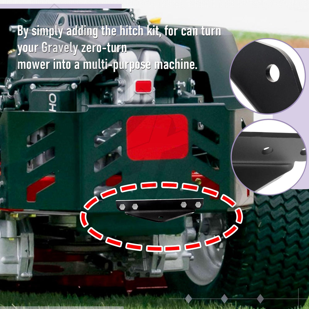 ZHIXING hitch kit installed on a Pro Master mower for versatility.
