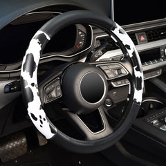 ZHOL 16-inch cow print steering wheel cover with stylish grip