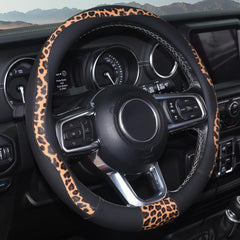 ZHOL leopard steering wheel cover in breathable microfiber offers a comfortable grip.