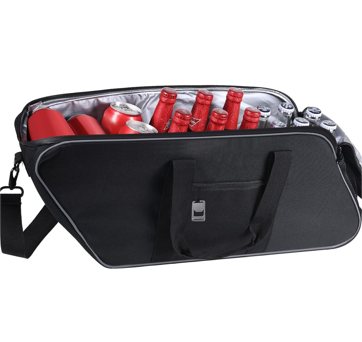 ZHOUMADE motorcycle saddlebag cooler leakproof opening keeps drinks secure on rides.
