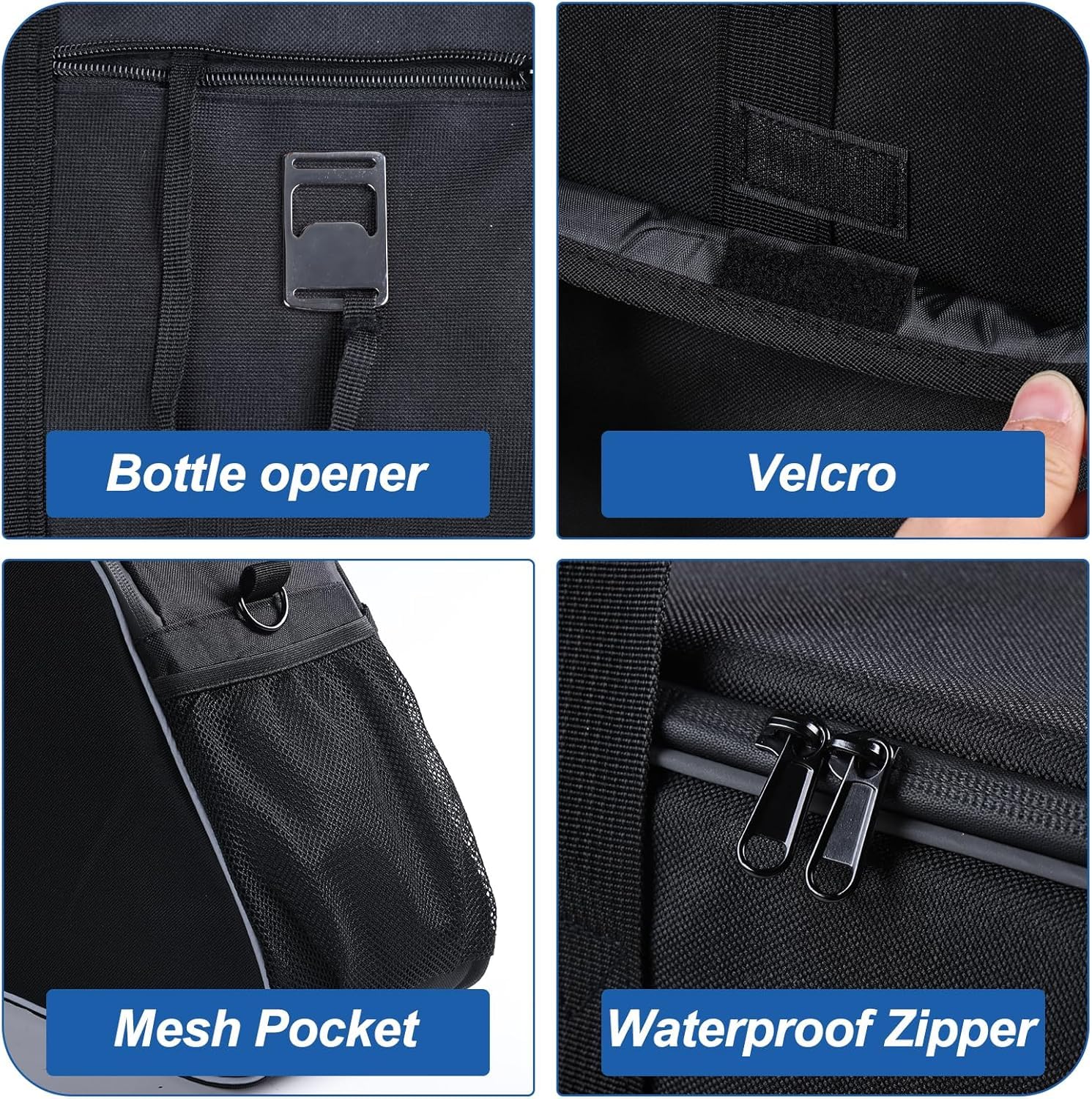 ZHOUMADE Velcro pocket stores straps when not in use.