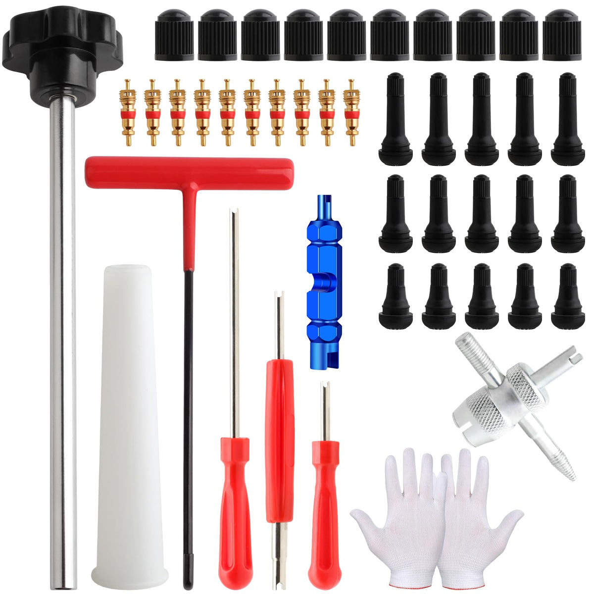 ZHSMS 45-piece valve stem kit with puller for easy tire valve replacement