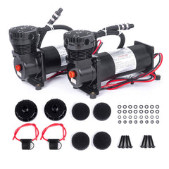ZHSYMX 200 PSI air compressor ready for onboard inflation and horn installs.
