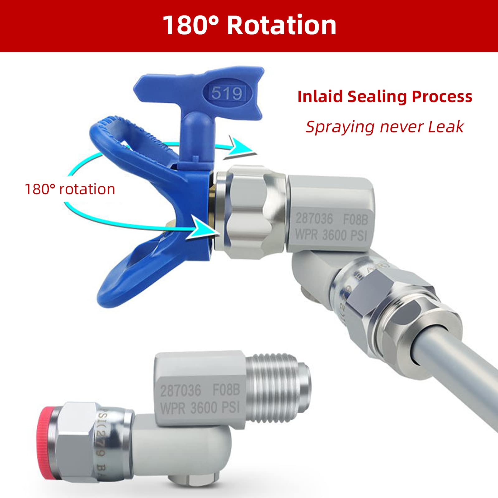 ZHUITU 7/8 inch thread swivel for Graco 235486 compatibility and quick attachment.