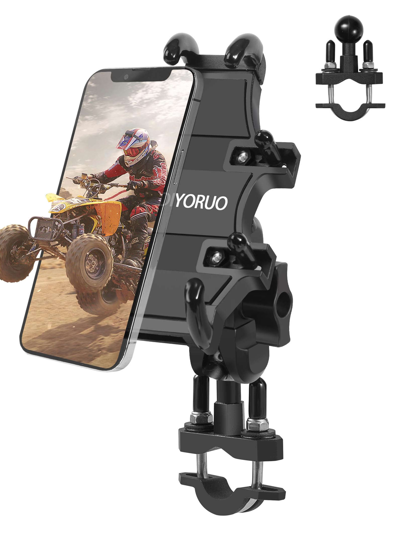 ZIDIYORUO ATV phone holder with 8 clamps secures your device on rugged trails.