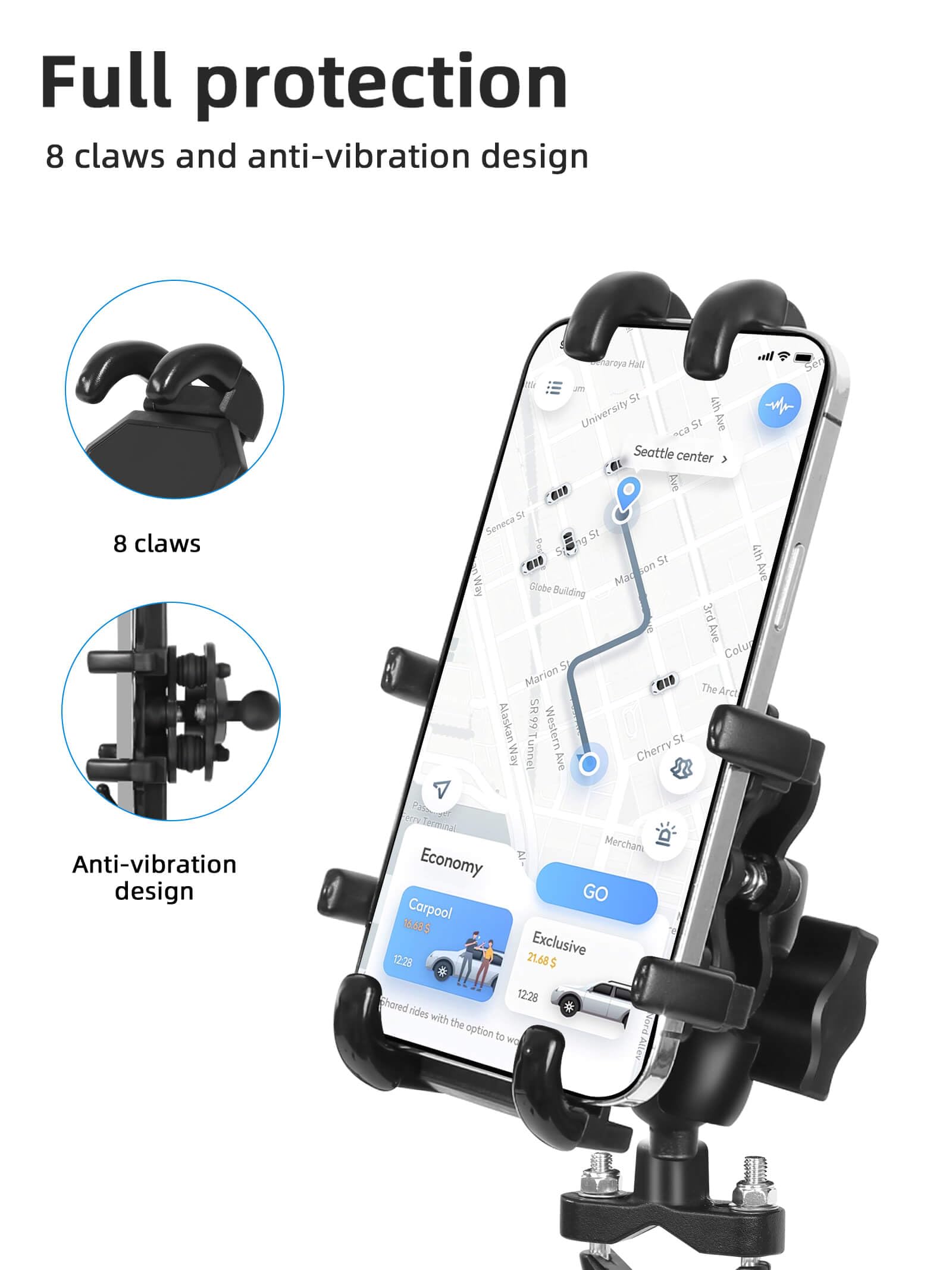 ZIDIYORUO easy-install handlebar mount for fast setup.