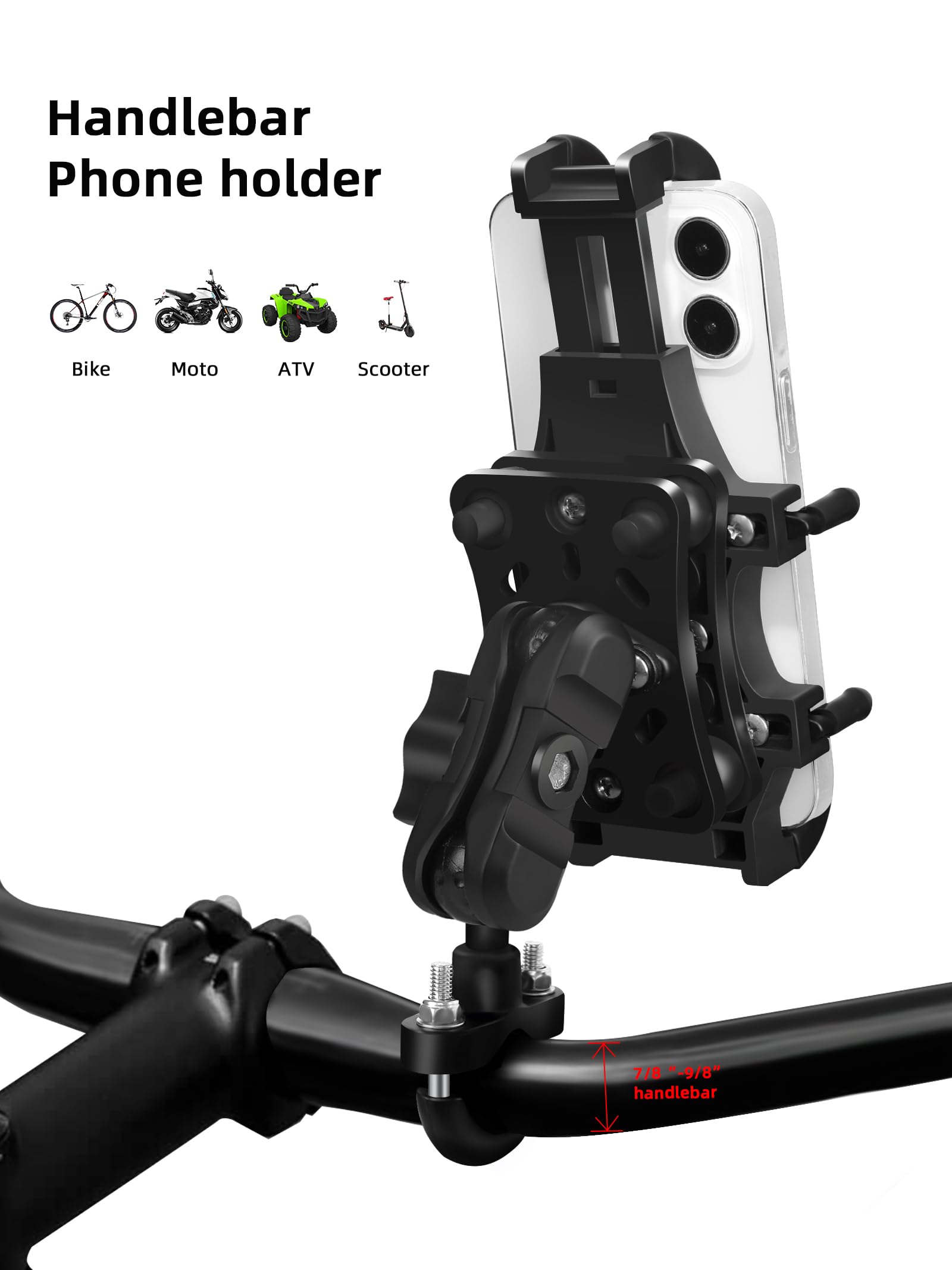 ZIDIYORUO handlebar mount set to 360-degree rotation for flexible viewing.