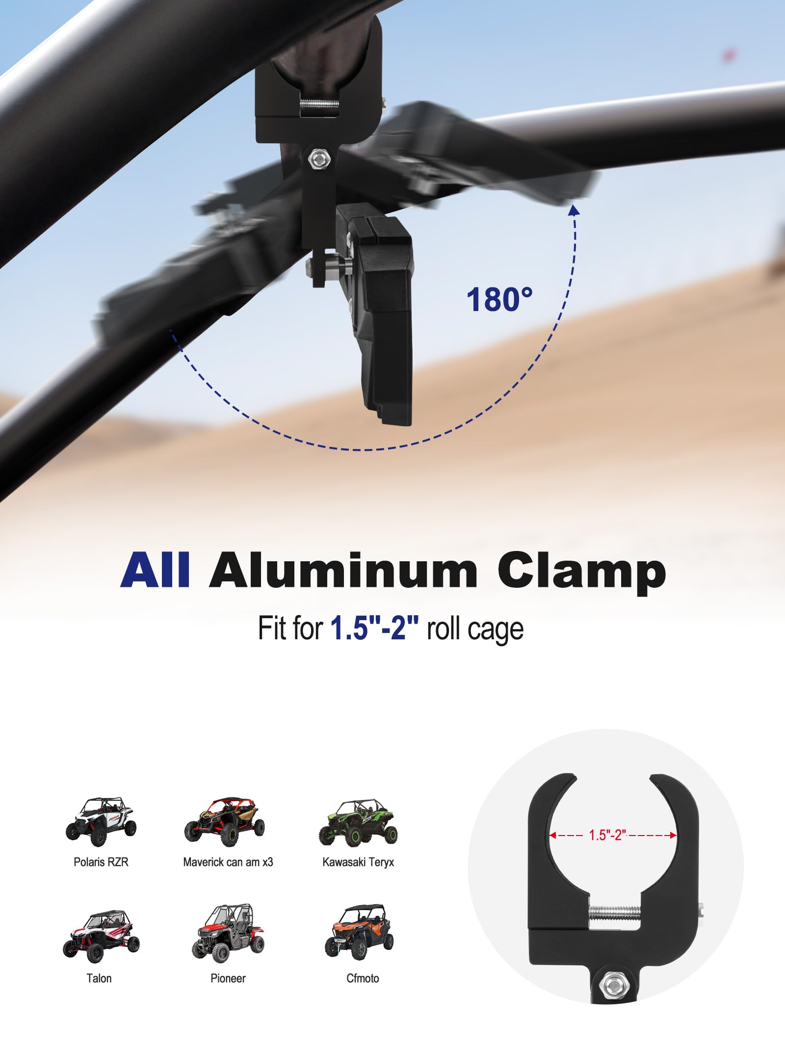 ZIDIYORUO UTV center mirror with 360-degree rotation for flexible viewing on trails