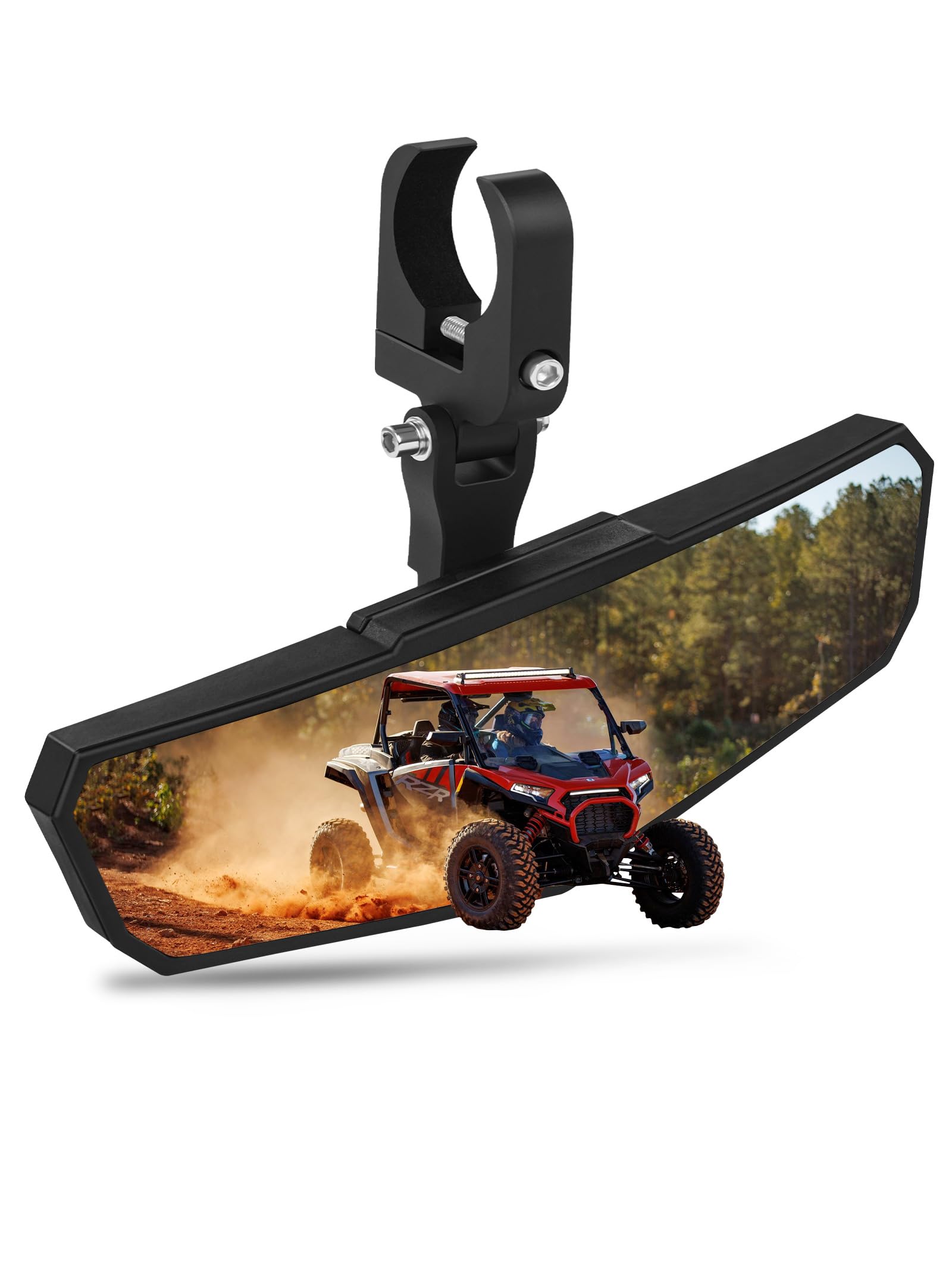 ZIDIYORUO UTV rear-view mirror with aluminum bracket for secure mounting and wider rear view