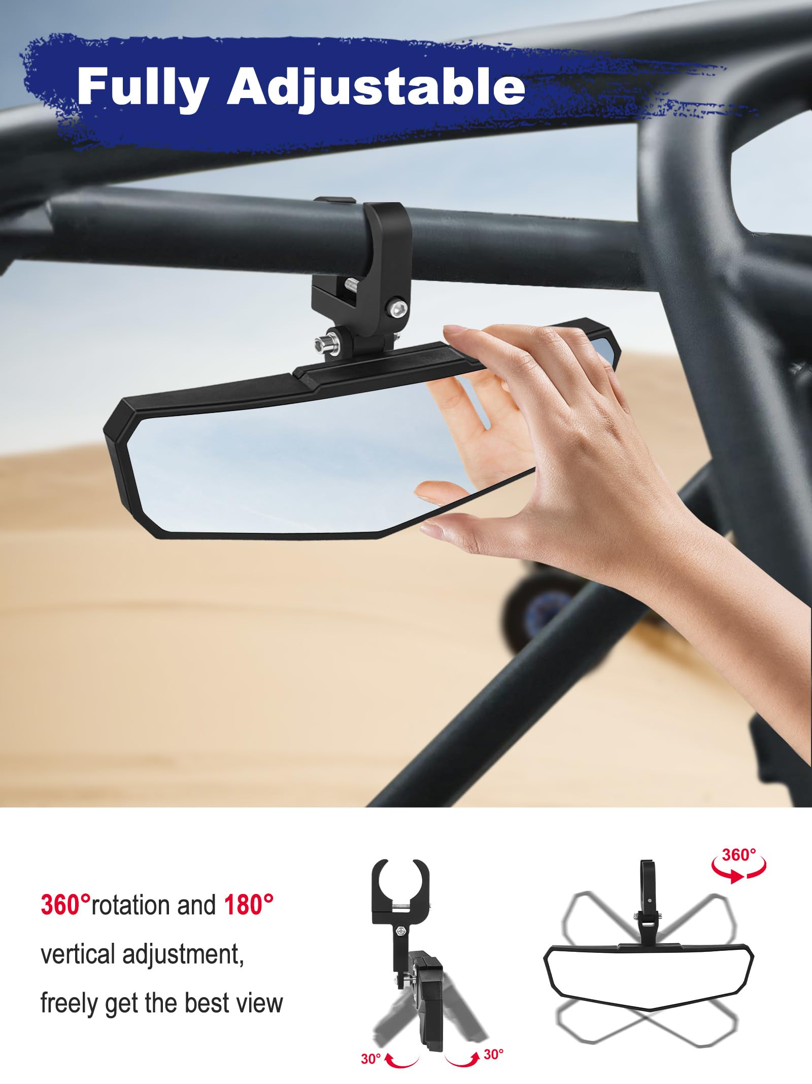 ZIDIYORUO UTV rear-view mirror folds for easy trailer parking and storage