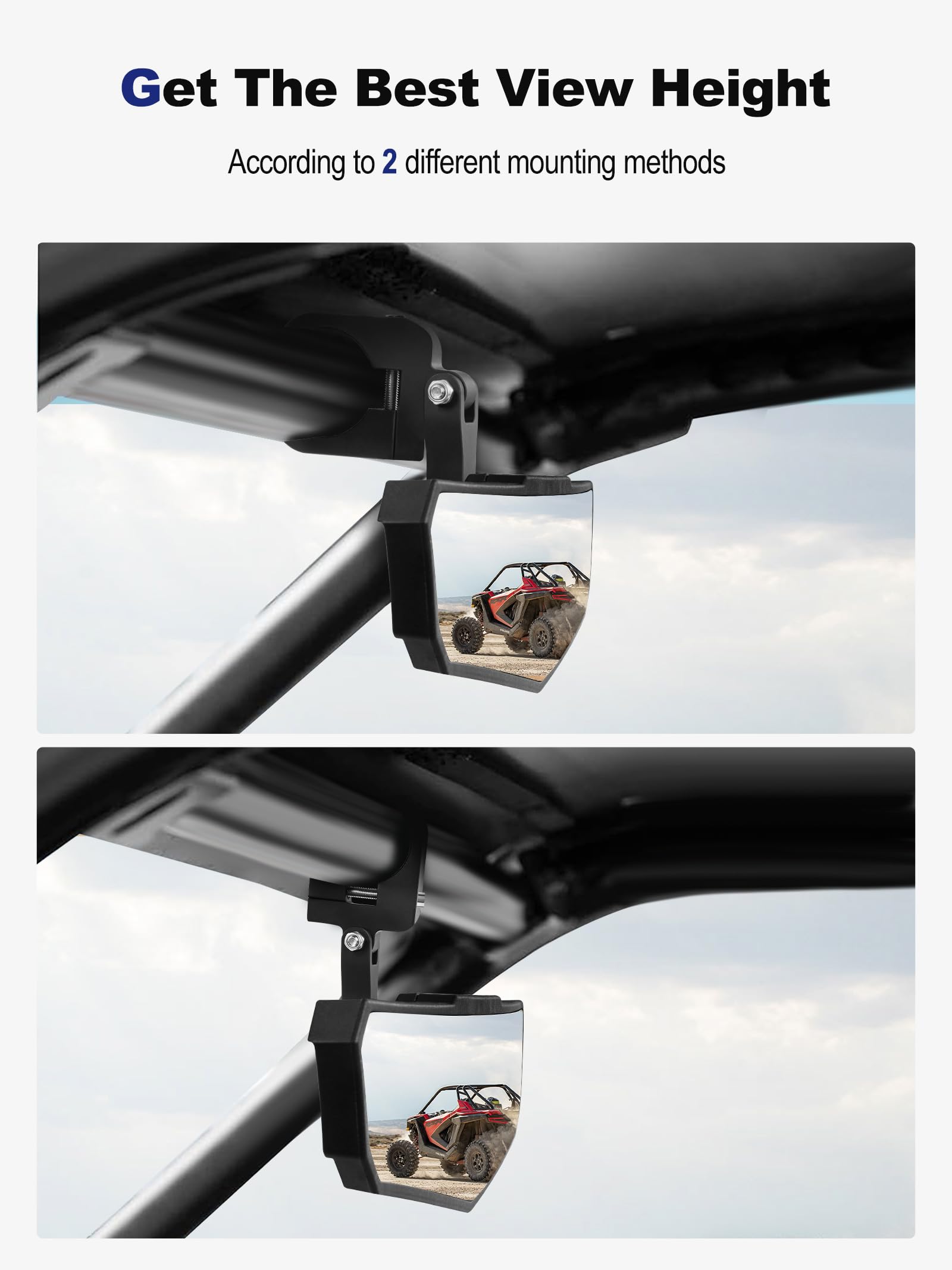 ZIDIYORUO UTV rear-view mirror large convex glass for reduced blind spots