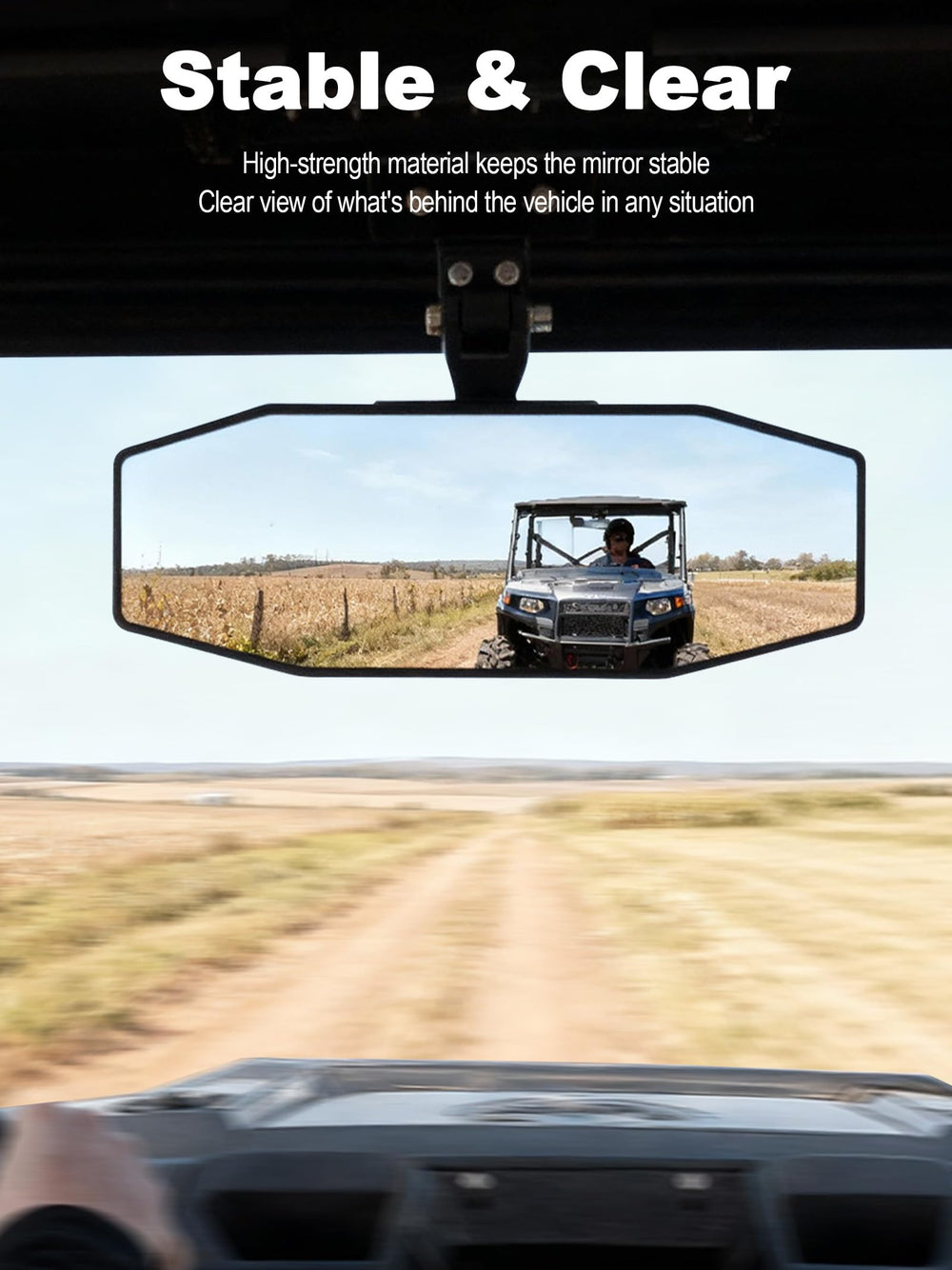 360-degree adjustable center mirror enables quick wide-angle rear checks.