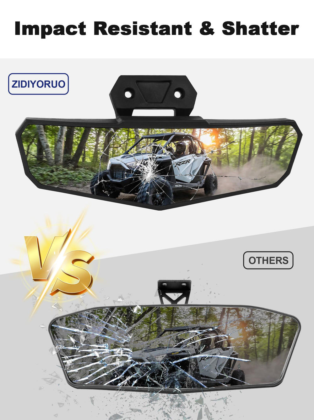 ZIDIYORUO rearview mirror features anti-glare glass for darker terrain