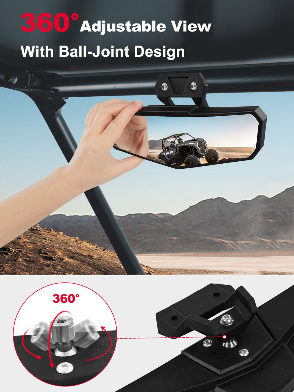 ZIDIYORUO center rearview mirror for RZR Turbo R offers steady framing