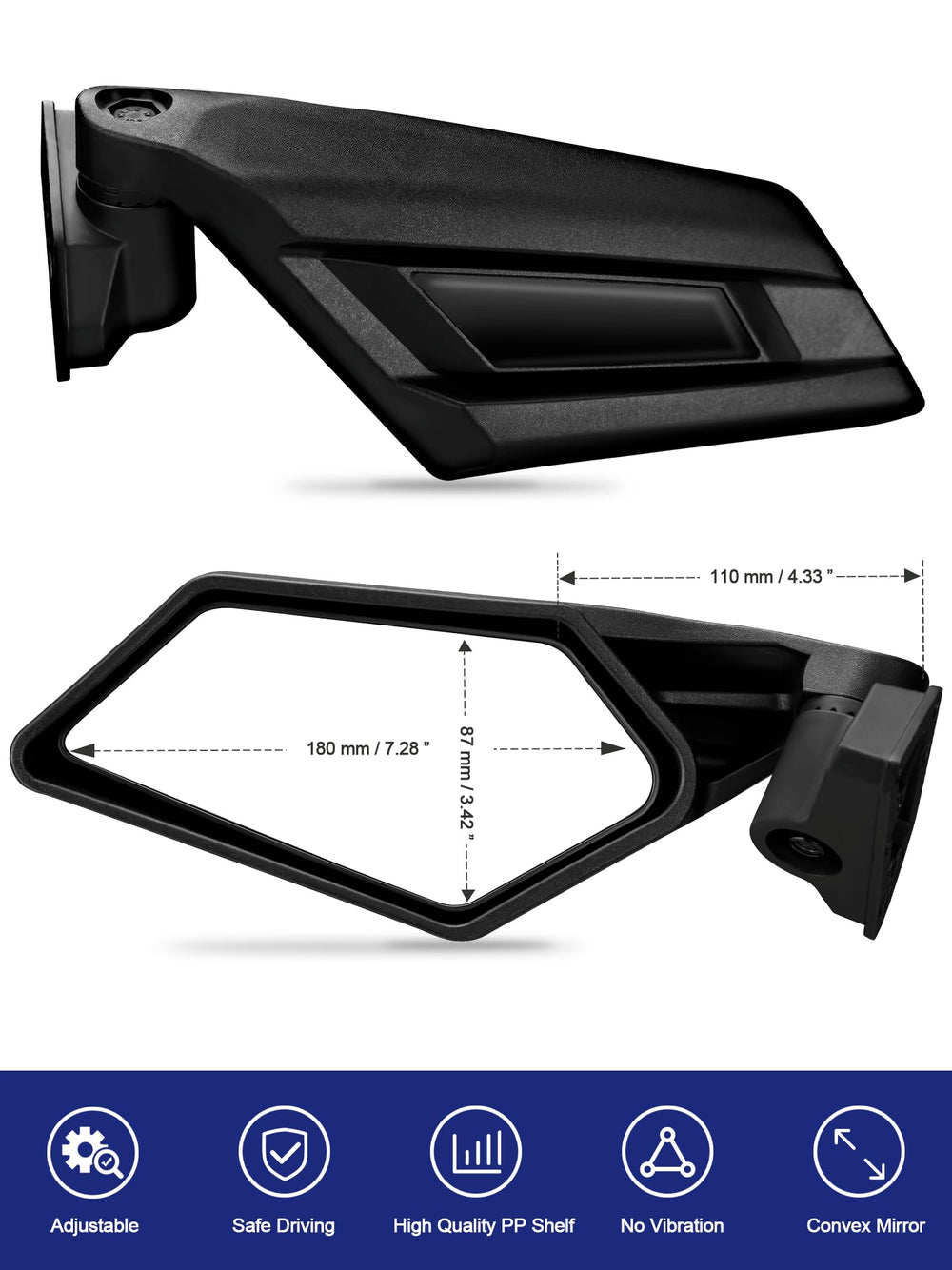 Includes blind spot mirrors for 360° awareness on Maverick X3