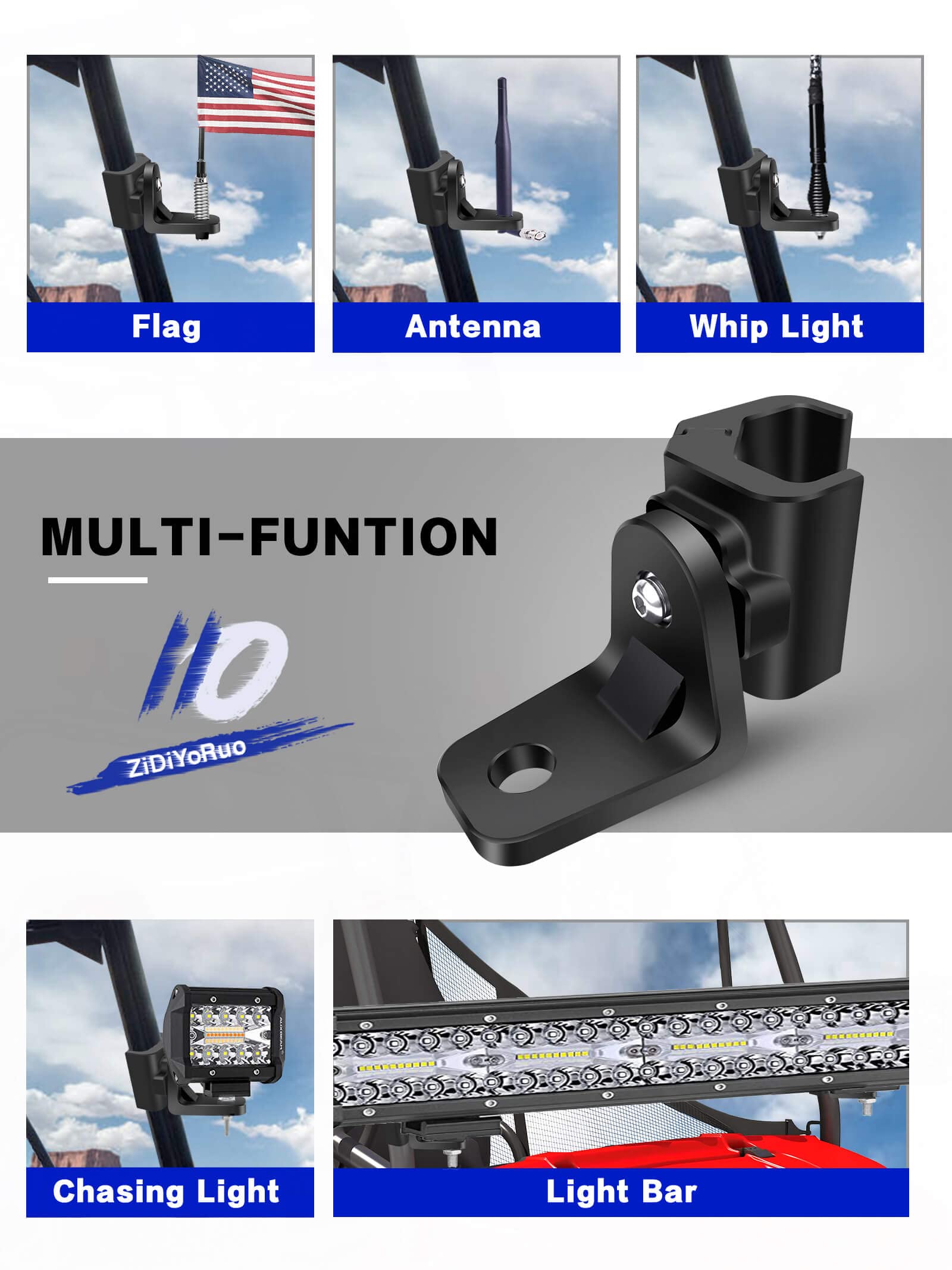 ZIDIYORUO heavy duty aluminum UTV mount durable for rugged trails