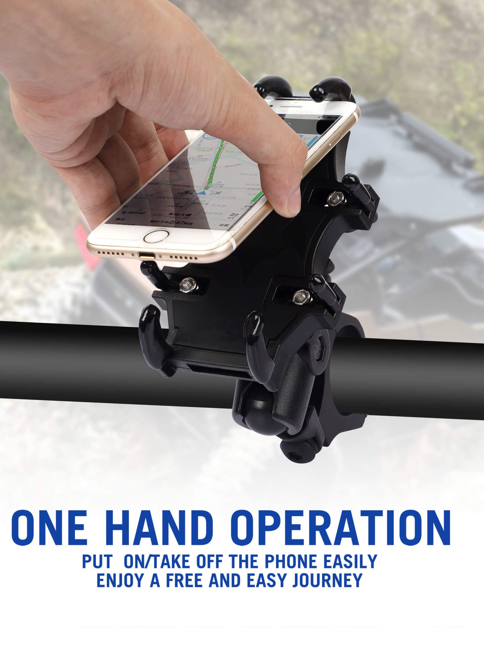ZIDIYORUO UTV phone mount fits 4.7-7.1 inch devices with adjustable claws