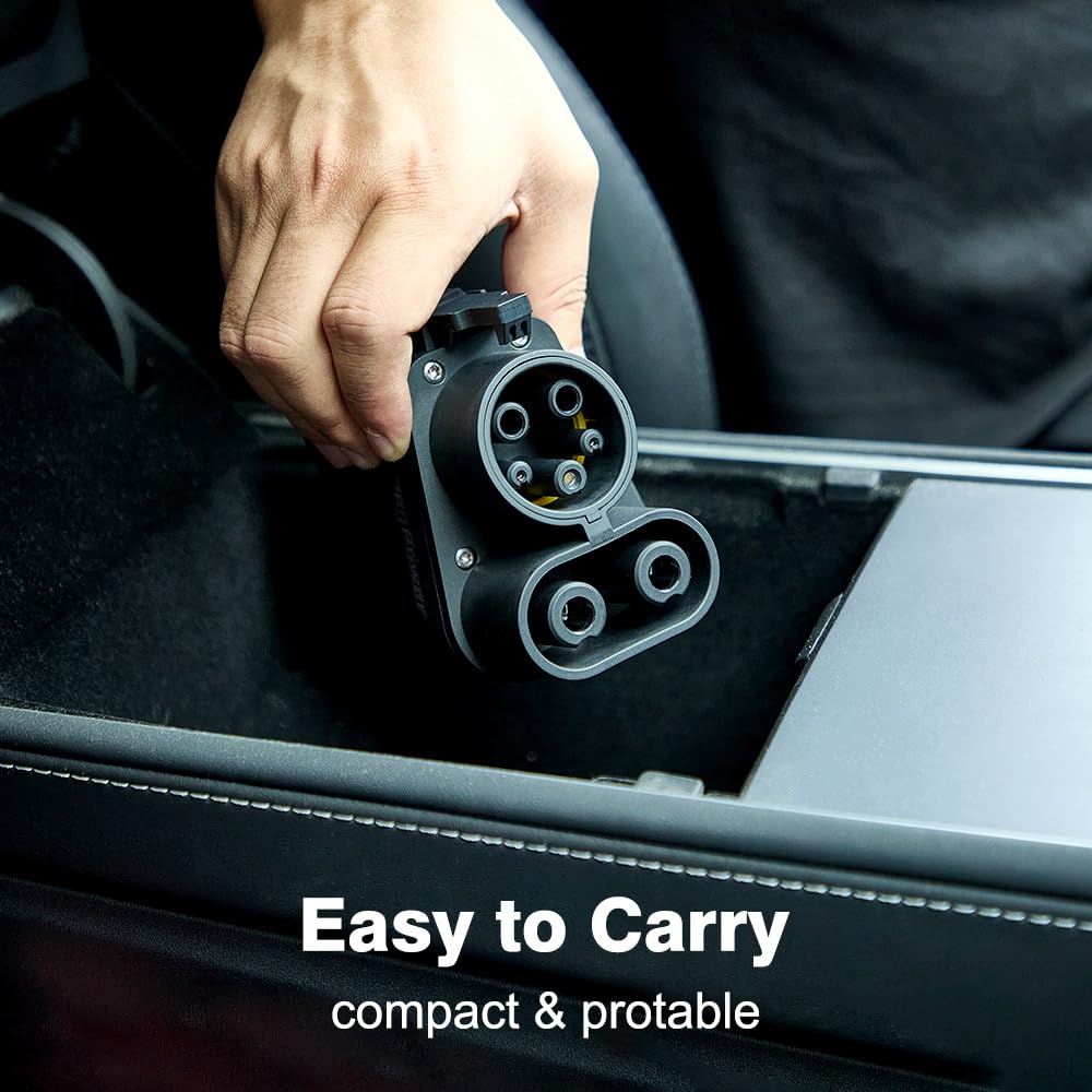Ziirongpower NACS to CCS adapter in frunk storage ready for travel