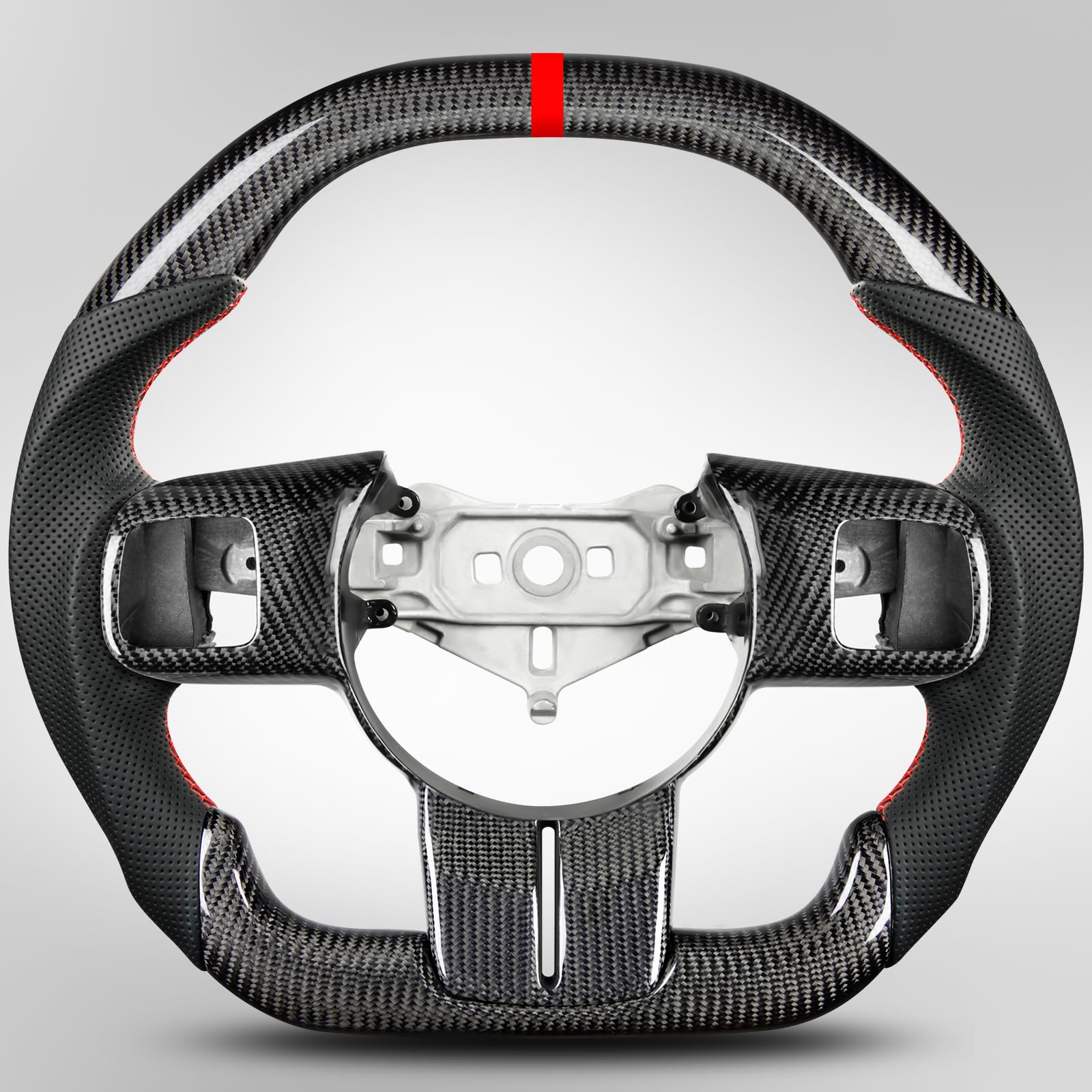 ZIMABLUE 3K carbon fiber steering wheel for Jeep Wrangler JK enhances sportiness and durability.