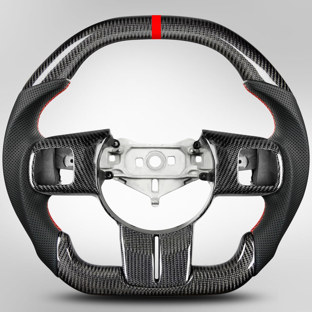 ZIMABLUE 3K carbon fiber steering wheel for Jeep Wrangler JK enhances sportiness and durability.