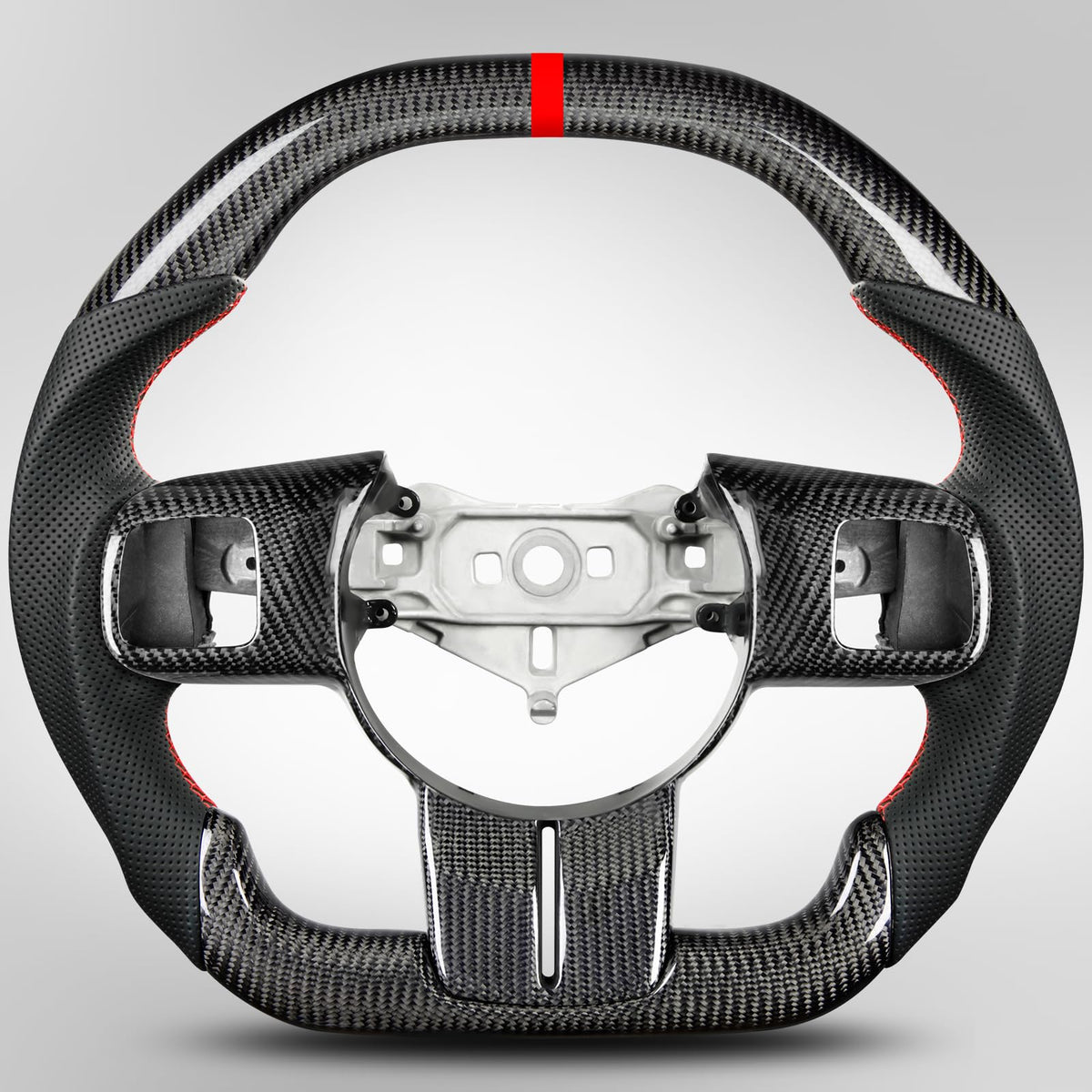 ZIMABLUE 3K carbon fiber steering wheel for Jeep Wrangler JK enhances sportiness and durability.