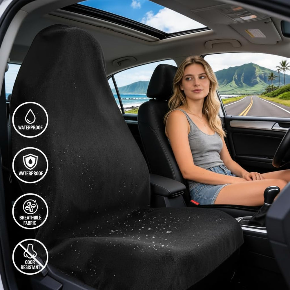 ZIMABLUE seat cover inner barrier blocks moisture from spills and rain.